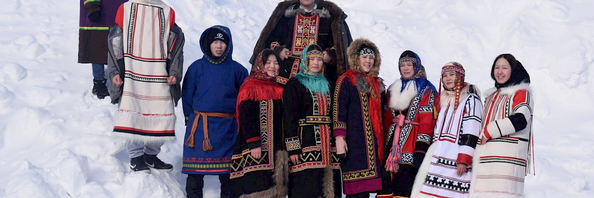 Students of the Taymyr College in traditional clothing of Nganasan, Nenets, Dolgan, Enets Peoples