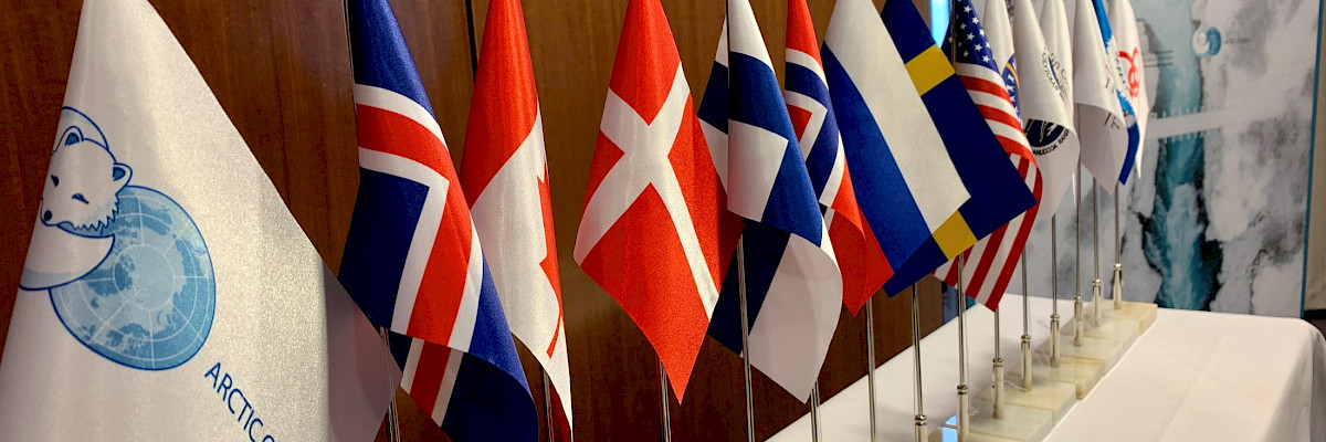 Flag for the Arctic Council, the eight Arctic States and six Permanent Participants