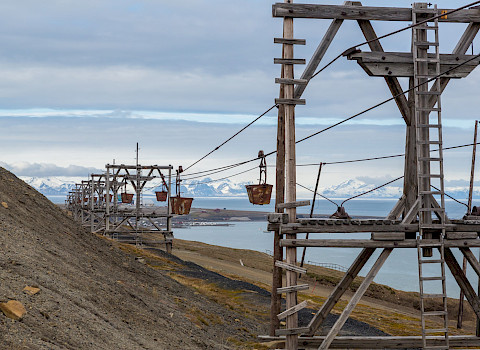 Historic construction for coal transport, Longyearbyen, Svalbard