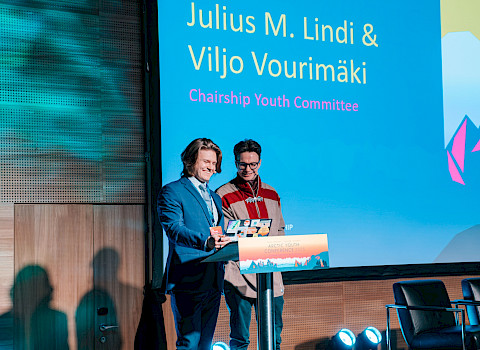 Julius Mihkkal Eriksen Lindi and Viljo Vuorimäki from the Chairship Youth Committee