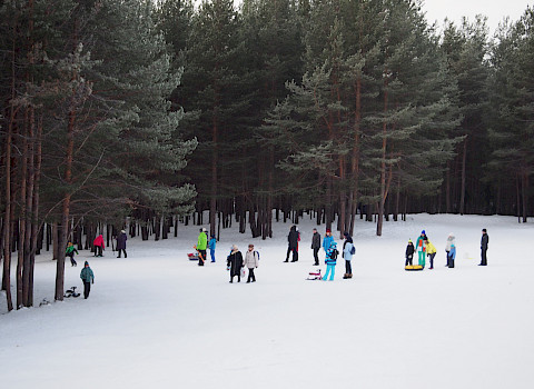 Children playing outside the town of Kandalaksha on Russia's Kola Peninsula (Murmansk region). 