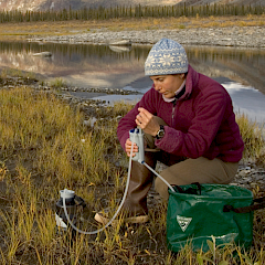 Water sampling in the Arctic.